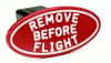 Universal Defenderworx Remove Before Flight Script Oval Billet Hitch Cover - Red - 24002
