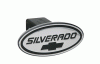 Universal Defenderworx Silverado Script Oval Billet Hitch Cover - Black with Black Bowtie - 37005