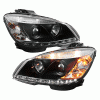 Mercedes-Benz C Class Spyder Projector Headlights - Halogen Model Only - Daytime Running Light - Black - High H1 - Low H7 - PRO-YD-MBW20408-DRL-BK