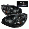Mercedes-Benz S Class Spyder Projector Headlights - Halogen Model Only - Daytime Running Light - Black - High H1 - Low H7 - PRO-YD-MBW220-DRL-BK
