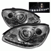 Mercedes-Benz S Class Spyder Projector Headlights - Halogen Model Only - Daytime Running Light - Chrome - High H1 - Low H7 - PRO-YD-MBW220-DRL-C