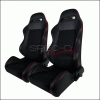 Universal Spec-D Recaro Style Racing Seats Suede Red Stitches - Pair - RS-C200SURS-2