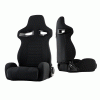 Universal Xtune R33 Style Racing Seat SP Fabric - Double Slider - Black & Black - Driver Side - RST-R33-04-BK-DR
