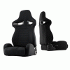 Universal Xtune R33 Style Racing Seat SP Fabric - Double Slider - Black & Black - Passenger Side - RST-R33-04-BK-PA