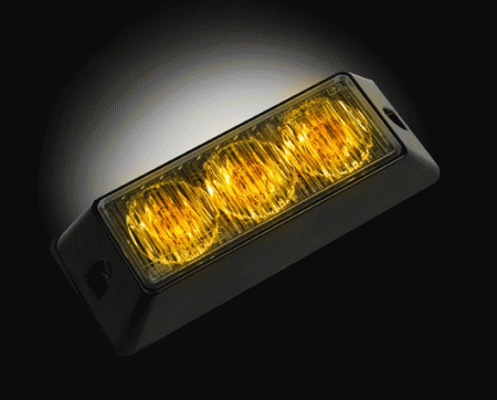 Mercedes  Universal Recon High-Intensity Strobe Light Module with Black Base - Amber - 3-LED 12 Function 3-Watt - 26421AM
