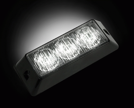 Mercedes  Universal Recon High-Intensity Strobe Light Module with Black Base - White - 3-LED 12 Function 3-Watt - 26421WH