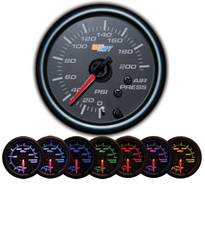 Mercedes  Universal Glow Shift 7 Color Air Pressure Gauge - Black - GS-C713