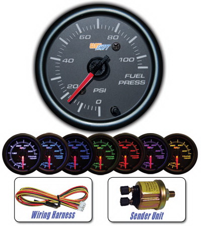 Mercedes  Universal Glow Shift 7 Color Fuel Pressure Gauge - 100 PSI - Black - GS-C711