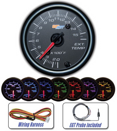 Mercedes  Universal Glow Shift 7 Color Exhaust Temp Gauge - 1500 Degree - Black - GS-C708 1500
