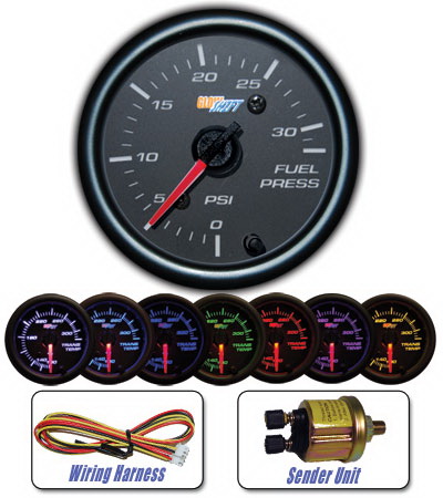 Mercedes  Universal Glow Shift 7 Color Fuel Pressure Gauge - 30 PSI - Black - GS-C711 30