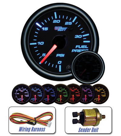 Mercedes  Universal Glow Shift Tinted 7 Color Fuel Pressure Gauge - 30 PSI - GS-T711 30