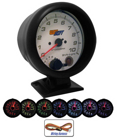Mercedes  Universal Glow Shift White 7 Color Tachometer with Adjustable Shift Light - GS-W709