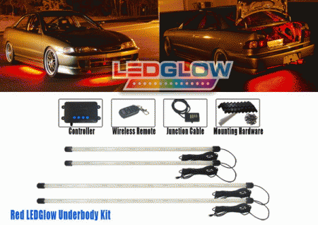 Mercedes  Universal LED Glow Red LED Underbody Light Kit with Wireless Remote - LU-S03