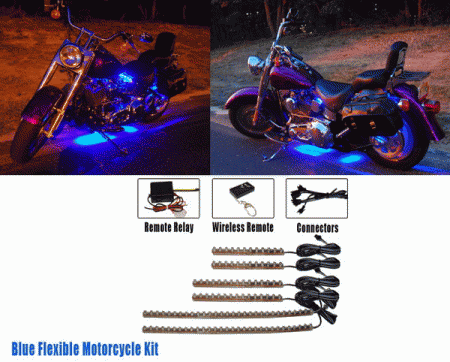 Mercedes  Universal LED Glow Blue Flexible Motorcycle Light Kit - LU-MC-B