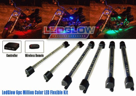 Mercedes  Universal LED Glow Million Color Flexible Motorcycle Light Kit - 6PC - LU-MC-7-NEW