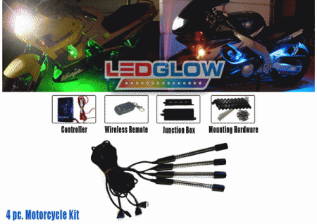 Mercedes  Universal LED Glow Million Color Motorcycle Light Kit with Remote - 4PC - LU-7MK