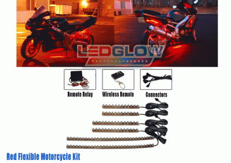 Mercedes  Universal LED Glow Red Flexible Motorcycle Light Kit - LU-MC-R
