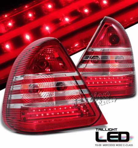 Mercedes  Mercedes-Benz C Class Option Racing LED Taillights - Red & Clear - LED - 75-32367