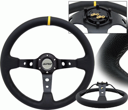 Mercedes  Universal 4 Car Option SPW Steering Wheel - Real Leather Type 4 Carbon with Black Stitch - 350mm - SW-92-10-06-4