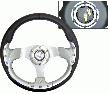 Mercedes  Universal 4 Car Option Steering Wheel - 2 Tone Black & Silver - 320mm - SW-94156-BKS