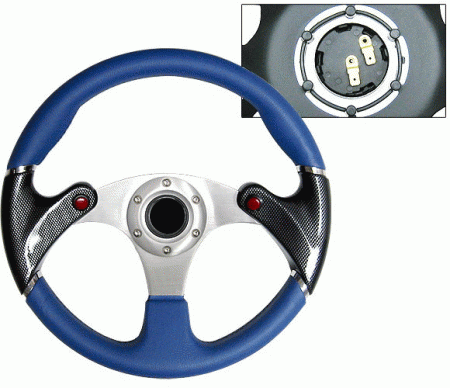 Mercedes  Universal 4 Car Option Steering Wheel - F16 Carbon Black & Blue - 350mm - SW-9410035-BKB