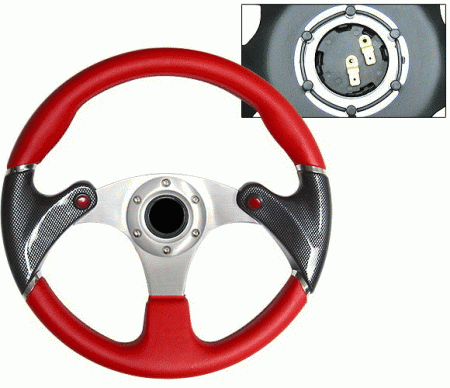 Mercedes  Universal 4 Car Option Steering Wheel - F16 Carbon Black & Red - 320mm - SW-9410032-BKR