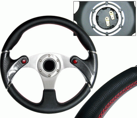 Mercedes  Universal 4 Car Option Steering Wheel - F16 Carbon Black with Horn Red Stitch - 320mm - SW-9410032-BK-R
