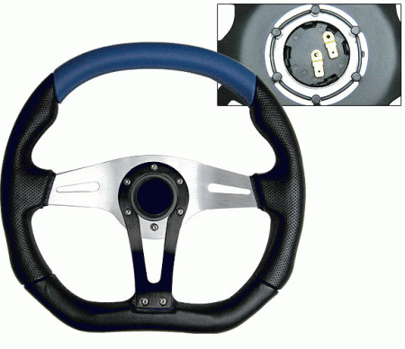 Mercedes  Universal 4 Car Option Steering Wheel - Technic Black & Blue - 350mm - SW-94159-BKB