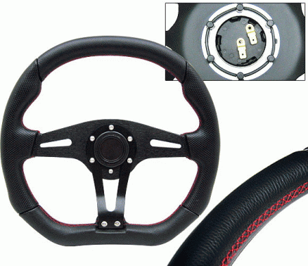 Mercedes  Universal 4 Car Option Steering Wheel - Technic Black with Red Stitch - 350mm - SW-94159-BK2-R