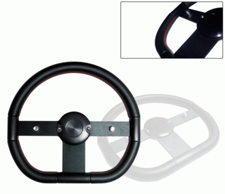 Mercedes  Universal 4 Car Option Steering Wheel - Tuner Black with Red Stitch - 350mm - SW-94127A-BK-R