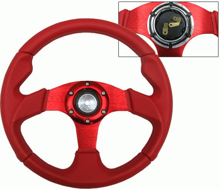 Mercedes  Universal 4 Car Option Steering Wheel - Type 2 All Red with Horn - 320mm - SW-94150-RD