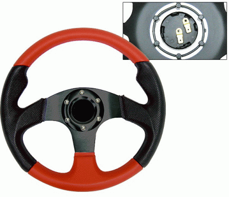 Mercedes  Universal 4 Car Option Steering Wheel - Type 2 Black & Red - 320mm - SW-94150-BKR
