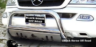 Mercedes  Mercedes-Benz ML Black Horse Bull Bar Guard with Skid Plate - Without Fog Light Brackets