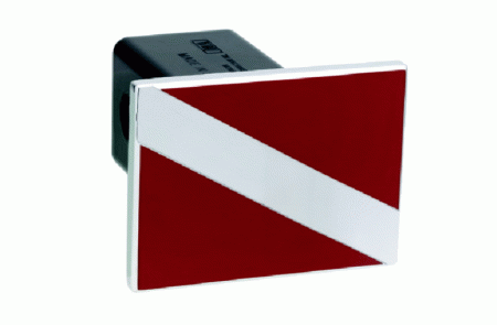Mercedes  Universal Defenderworx Divers Flag Square Billet Hitch Cover - Red and Polished - 25003