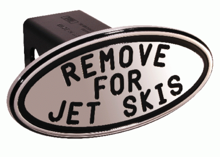 Mercedes  Universal Defenderworx Remove for Jet Skis Script Oval Billet Hitch Cover - Black - 25223