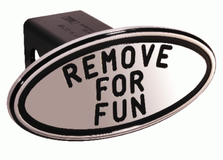 Mercedes  Universal Defenderworx Remove for Fun Script Oval Billet Hitch Cover - Black - 25233