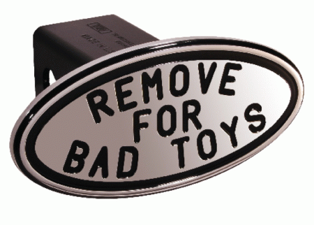 Mercedes  Universal Defenderworx Remove for Bad Toys Script Oval Billet Hitch Cover - Black - 25243