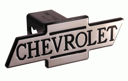 Mercedes  Universal Defenderworx Inscribed Chevrolet Script Cutout Bowtie Billet Hitch Cover - Black - 30023