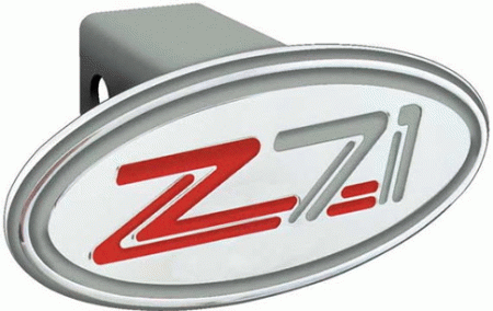 Mercedes  Universal Defenderworx Z71 2000 Below Style Oval Billet Hitch Cover - Silver and Red - 34014