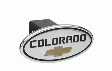 Mercedes  Universal Defenderworx Colorado Script Oval Billet Hitch Cover - Black with Gold Bowtie - 37073