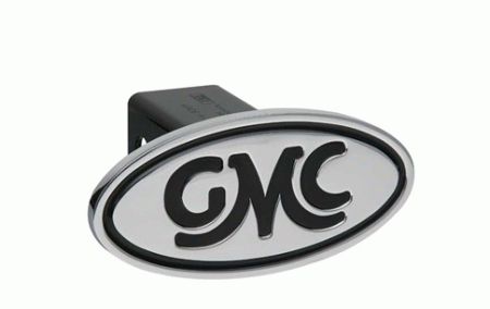 Mercedes  Universal Defenderworx Inscribed GMC Script Classic Oval Billet Hitch Cover - Black - 40003