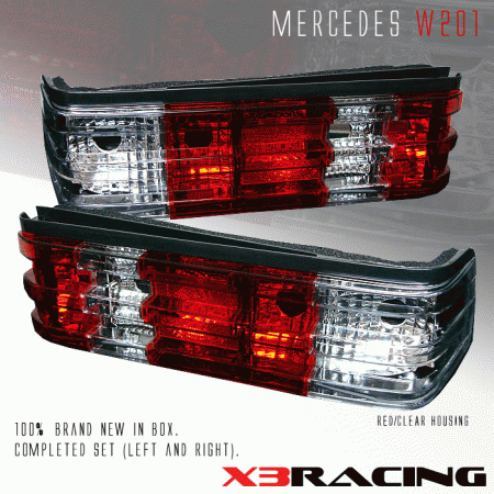 Mercedes  Euro Red Clear Taillights - 190E