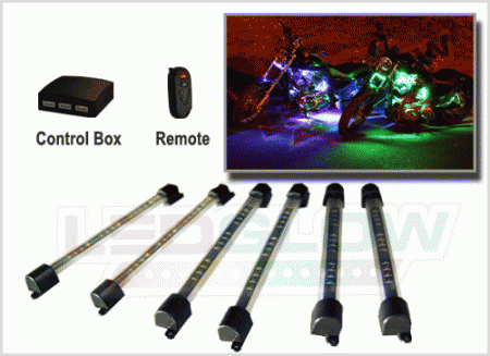 Mercedes  Universal 6pc Flexible Million Color LED Motorcycle Lighting Kit with Remote - LU-MC7NEW