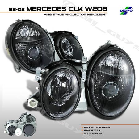 Mercedes  CLK 98-02 Black Headlights Pair