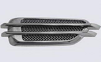 Mercedes  Universal Street Scene Double Bar Fender Vents with Wire Mesh - Chrome - 950-73005