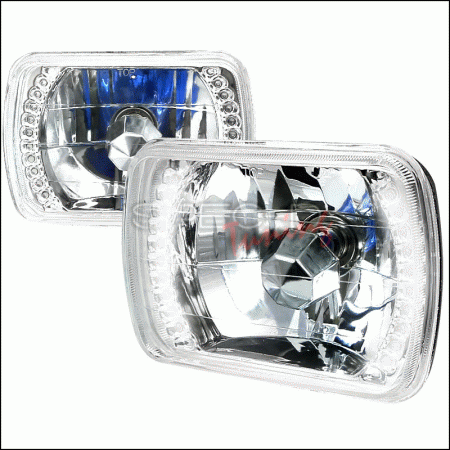 Mercedes  Spec-D Seal Beam - 7x6 - Crystal with LED - LH-7X6LEDWH