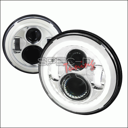 Mercedes  Universal Spec-D 7 Inch Round Projector Headlights with Halo - Chrome - LHP-7RND-H-MSX2