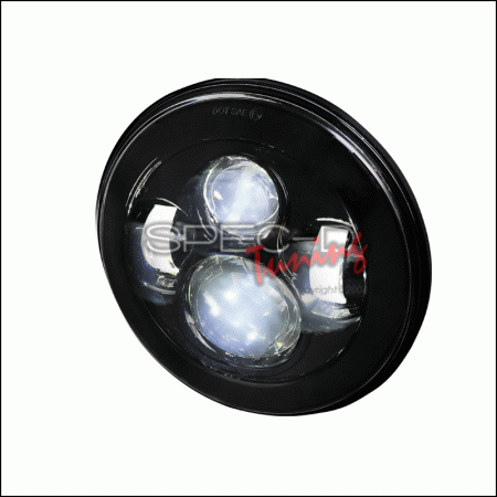 Mercedes  Universal Spec-D 7 Inch Round Projector Headlight with LED - Black - LHP-7RNDJM-MS