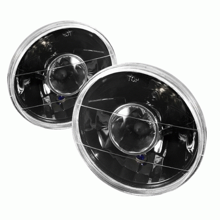 Mercedes  Spyder Round Projector Lamp 7 Inch with Super White H4 Bulbs - Black - PRO-CL-7ROU-H4-BK