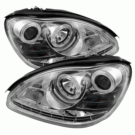 Mercedes  Mercedes-Benz S Class Spyder Projector Headlights - Xenon HID Model Only - Daytime Running Light - Chrome - High H7 - Low D2R - PRO-YD-MBW220-HID-DRL-C